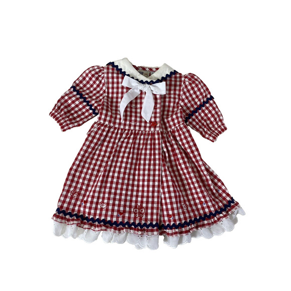Faded Glory Other - Faded Glory Baby Girl Dress Size 6-9M Vintage Y2K Red White GIngham Check Sailor